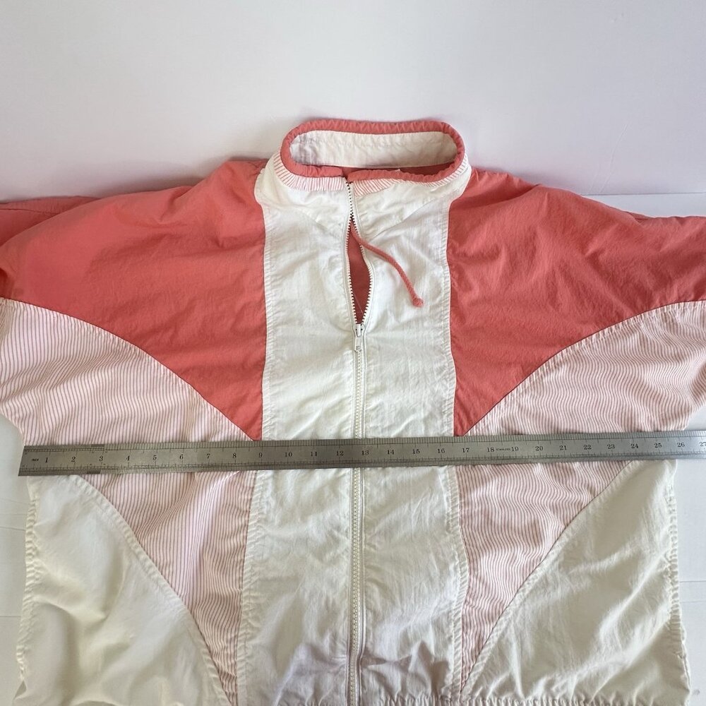 Vtg 80s 90s Tail Full Zip Windbreaker Jacket Womens L Peach Golf Tennis Granny - Picture 6 of 11